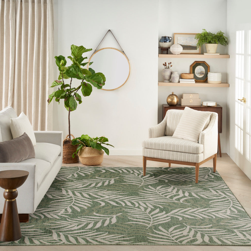 Nourison Garden Oasis 10' x 14' Green Ivory Tropical Rug