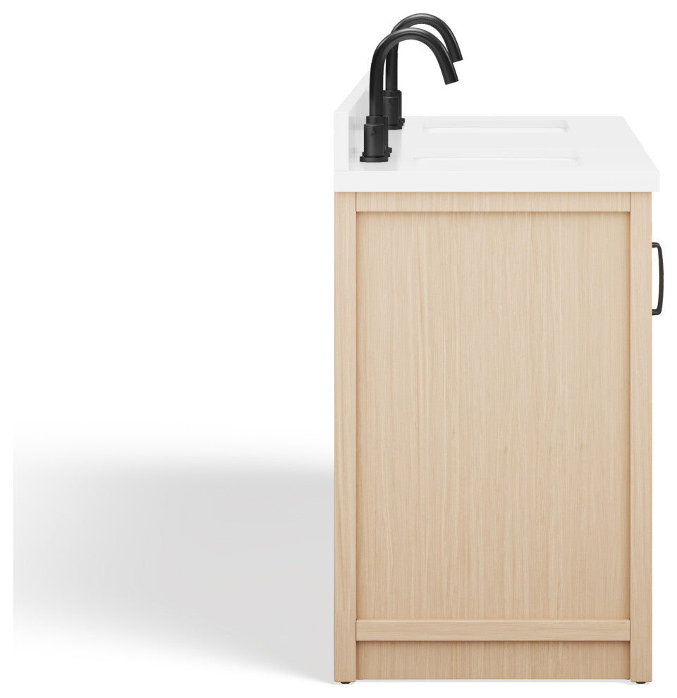 The Asher Bathroom Vanity, Gray, 60", Double Sink, Freestanding