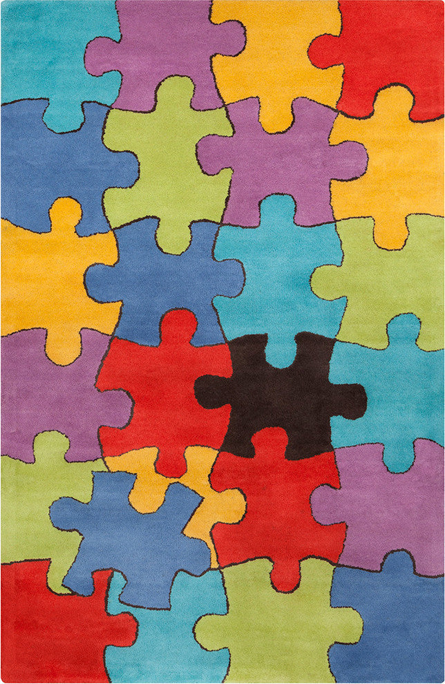 Allie Jigsaw Puzzle Contemporary Area Rug, 8'x10'