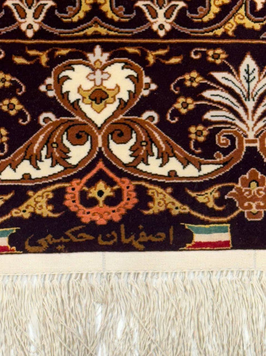 Fine Hand Knotted Persian Silk & Wool Isfahan 3'4"x5'