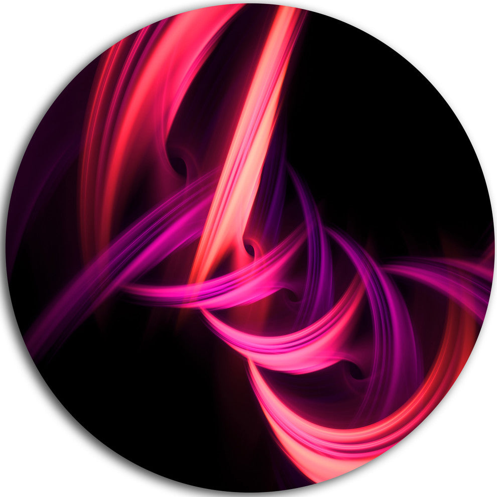 Fractal Purple Connected Stripes, Abstract Art Disc Metal Wall Art, 11"