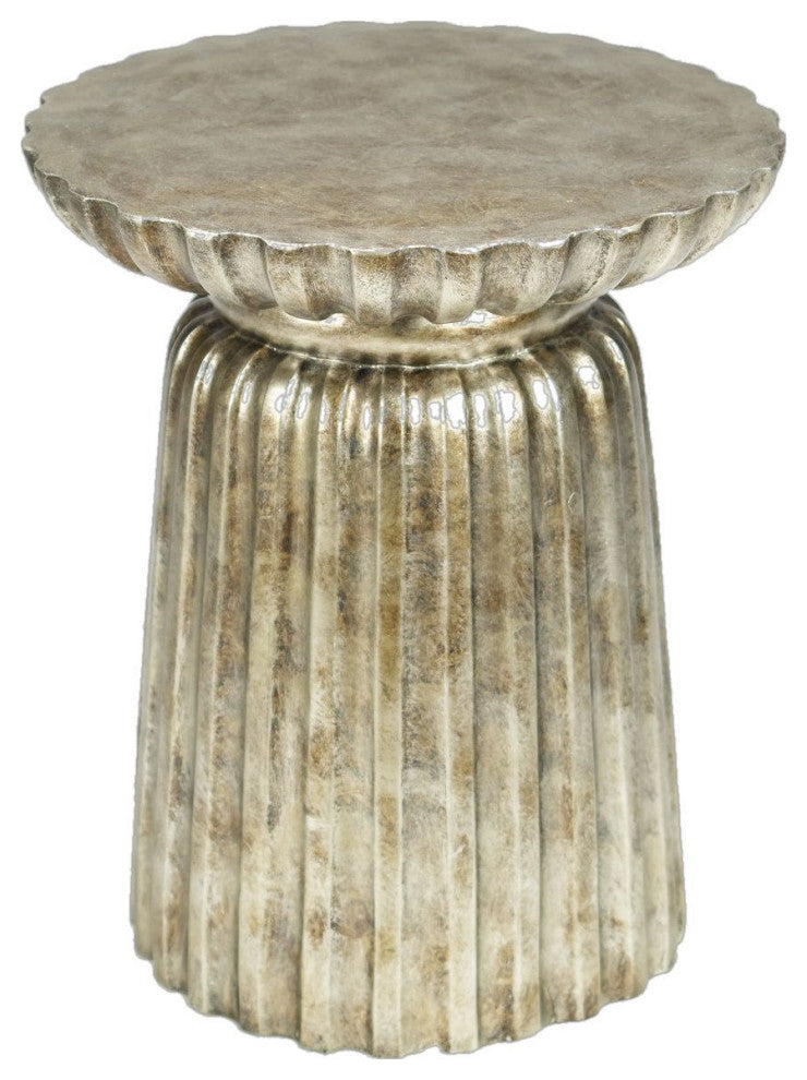 Bineau Resin Pedestal End Table, Dark Red