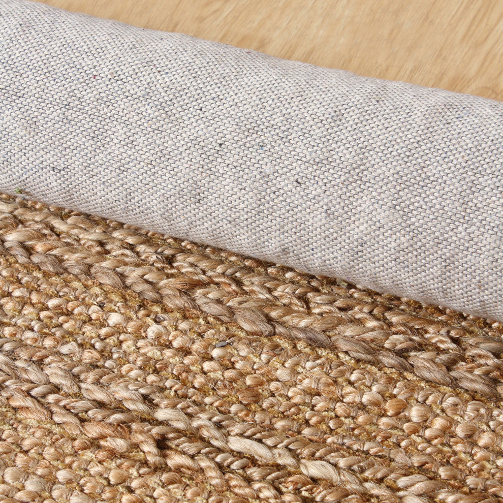 Tan Organic Jute Area Rug, 5'x7'