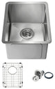 Handcrafted Undermount Single Bowl 16 Gauge Stainless Steel Kitchen Sink, 14"