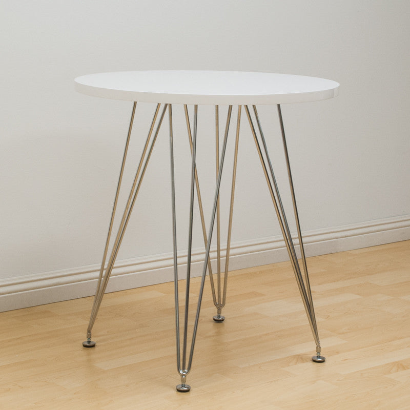 Paris Tower Round Table, White Top, Chrome Base