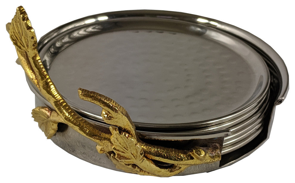 Hammered 7 Pcs Coaster Set, 4" Diameter