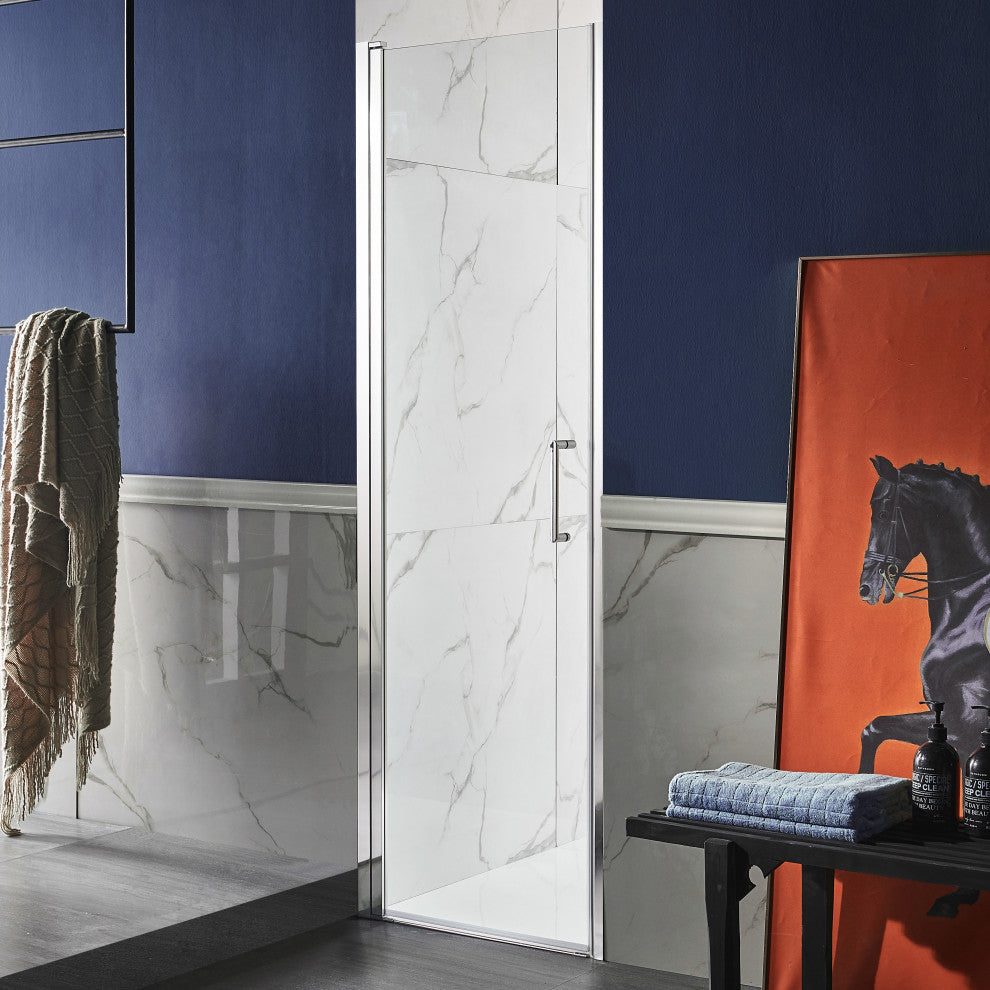 ANZZI Lancer Semi-Frameless Hinged Shower Door, Polished Chrome, 23" X 72"