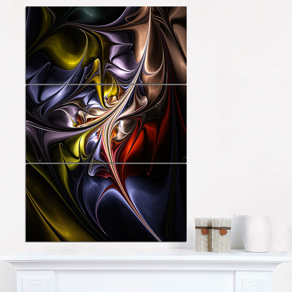 "Multicolored Stained Floral Shapes" Metal Wall Art, 3 Panels, 28"x36"