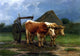Rosa Bonheur Oxen Pulling a Cart - 18" x 27" Premium Canvas Print