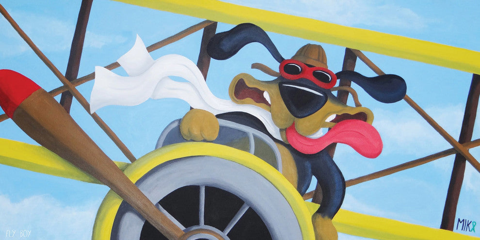 Marmont Hill, "Fly Boy" by Mike Taylor Painting Print on Wrapped Canvas, 60x30