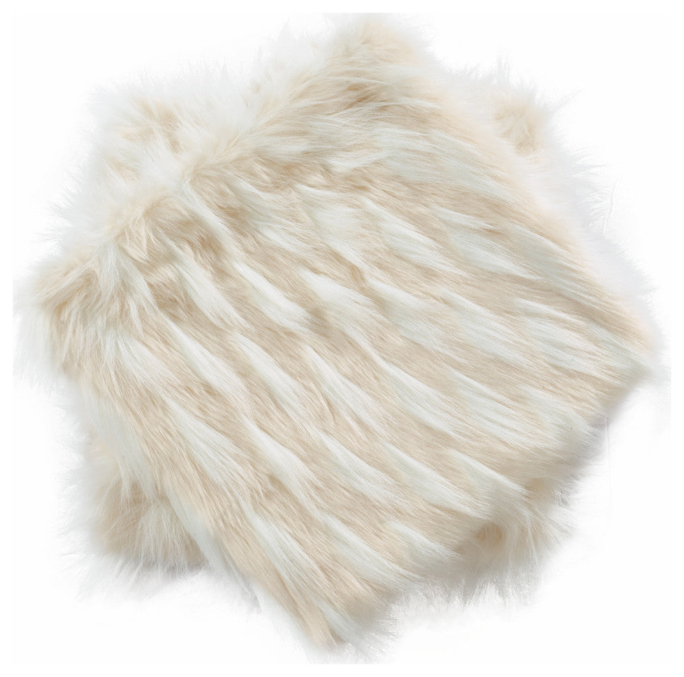 Feathery Faux Fur Pillow Cover 2 Piece Set, Ivory, 26" X 26"