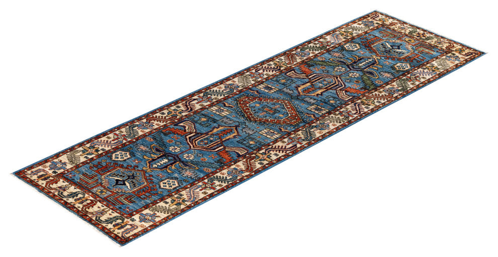 Serapi One-of-a-Kind Hand-Knotted Area Rug Light Blue, 2'8" x 8'8"