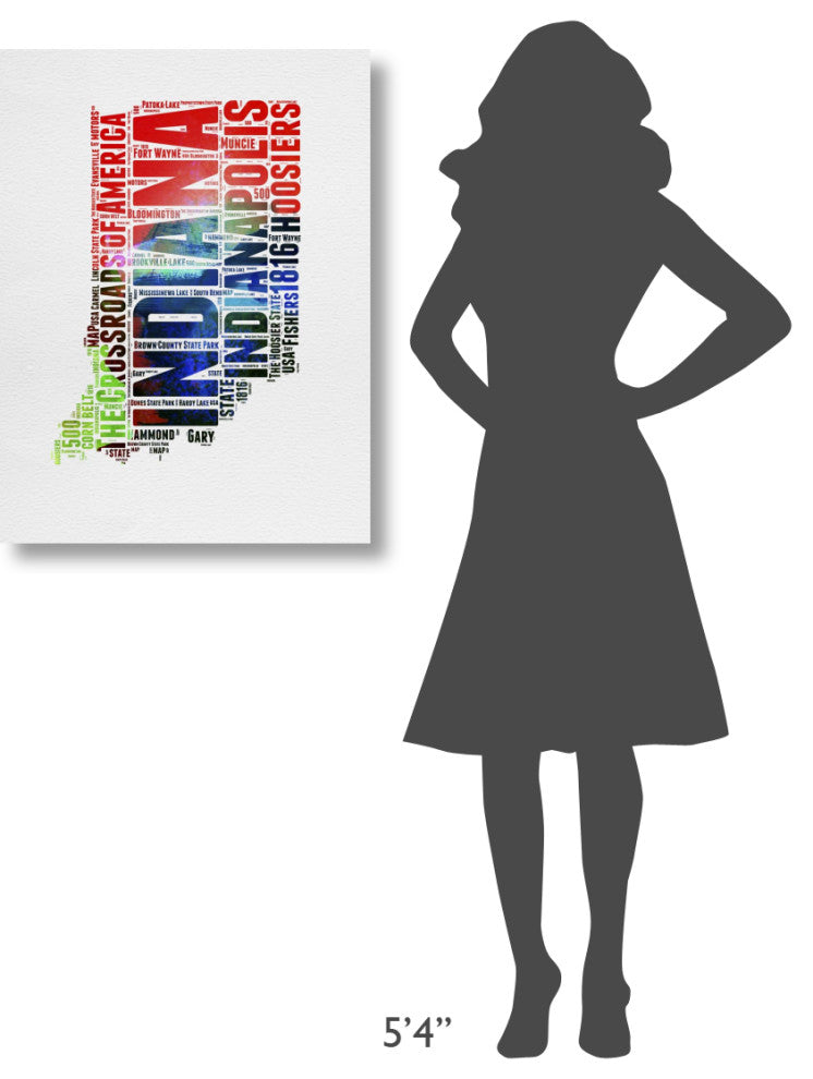 "Indiana Watercolor Word Cloud" Fine Art Print