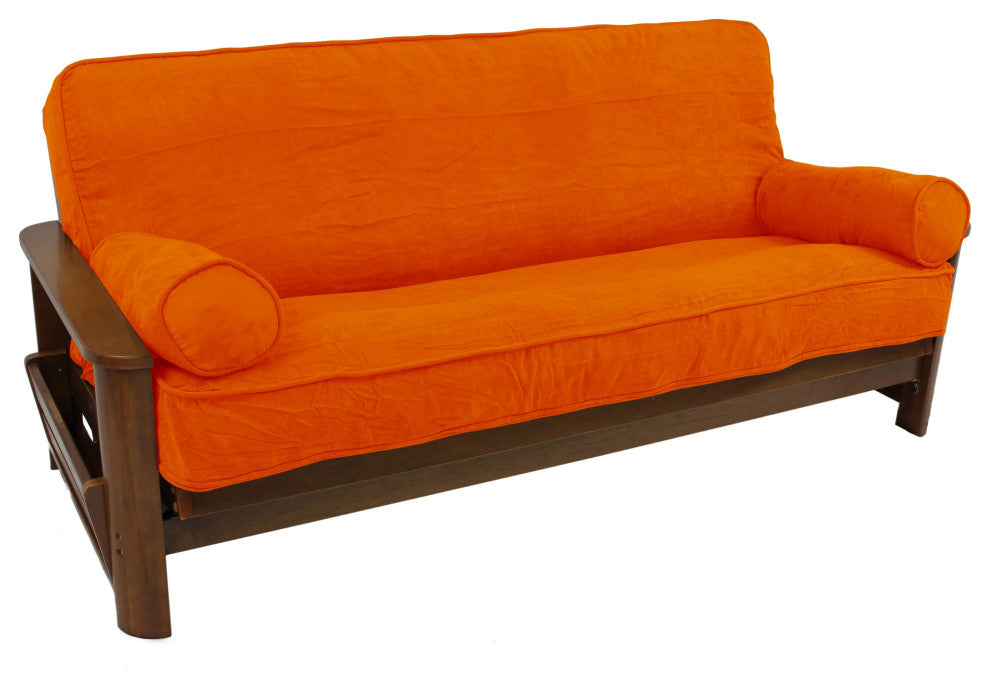 Solid Microsuede Full Futon Cover Set, Tangerine Dream