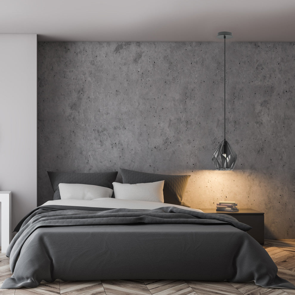 Carlton 3, 1-Light Geometric Pendant, Black, Silver Finish