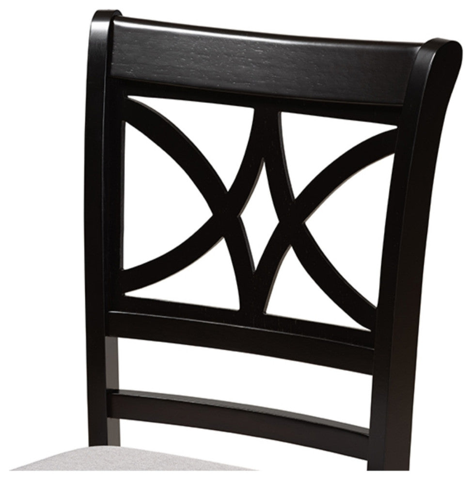 Julia Modern Gray Fabric Dark Brown Finished Wood 5-Piece Dining Set