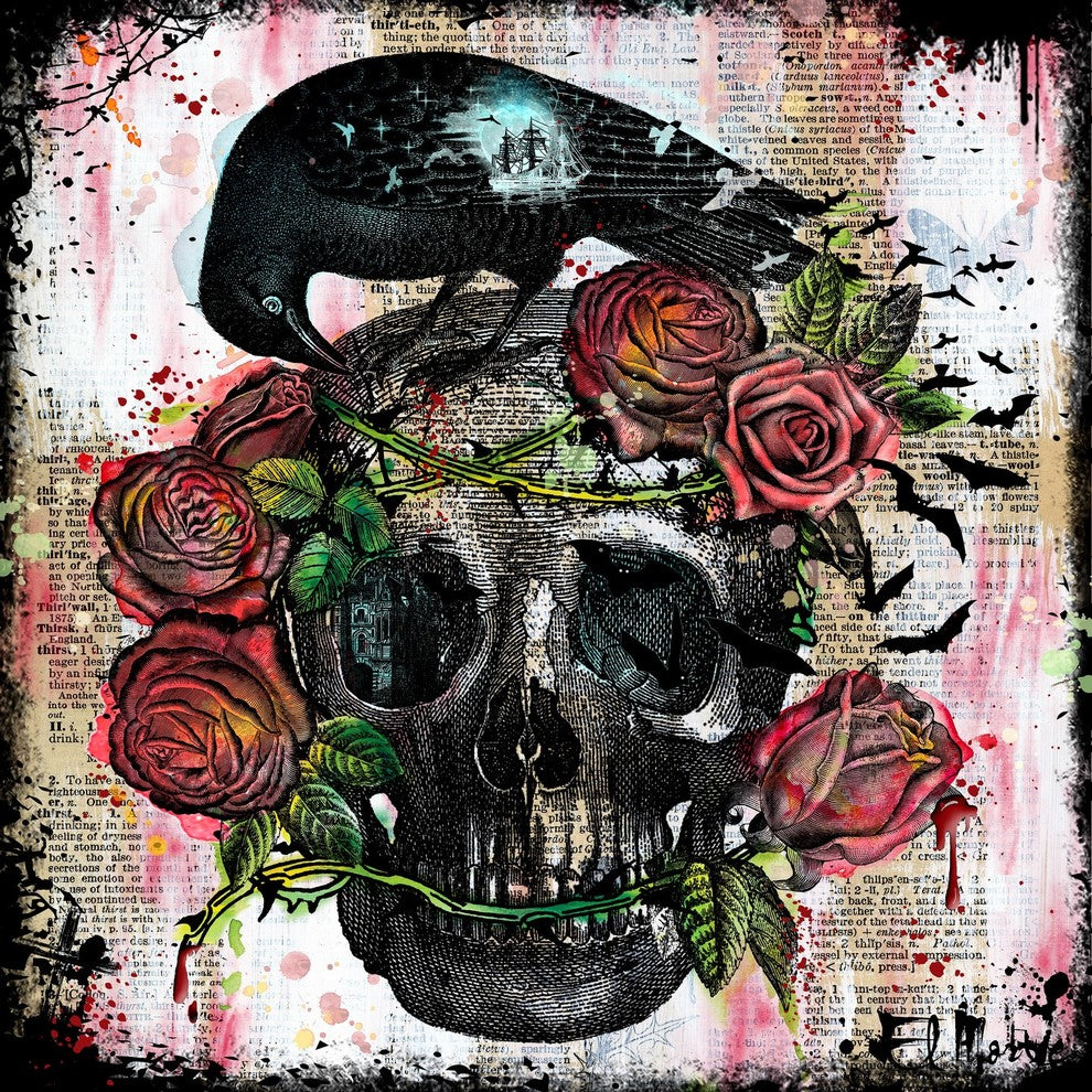 Marmont Hill, "Skull Roses" by Vicki Butler Painting Print, Wrapped Canvas
