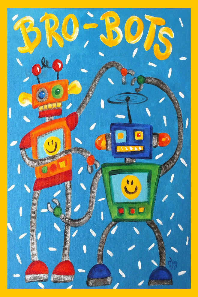 Marmont Hill, "Brobots" by Nicola Joyner Painting Print on Wrapped Canvas, 24x36