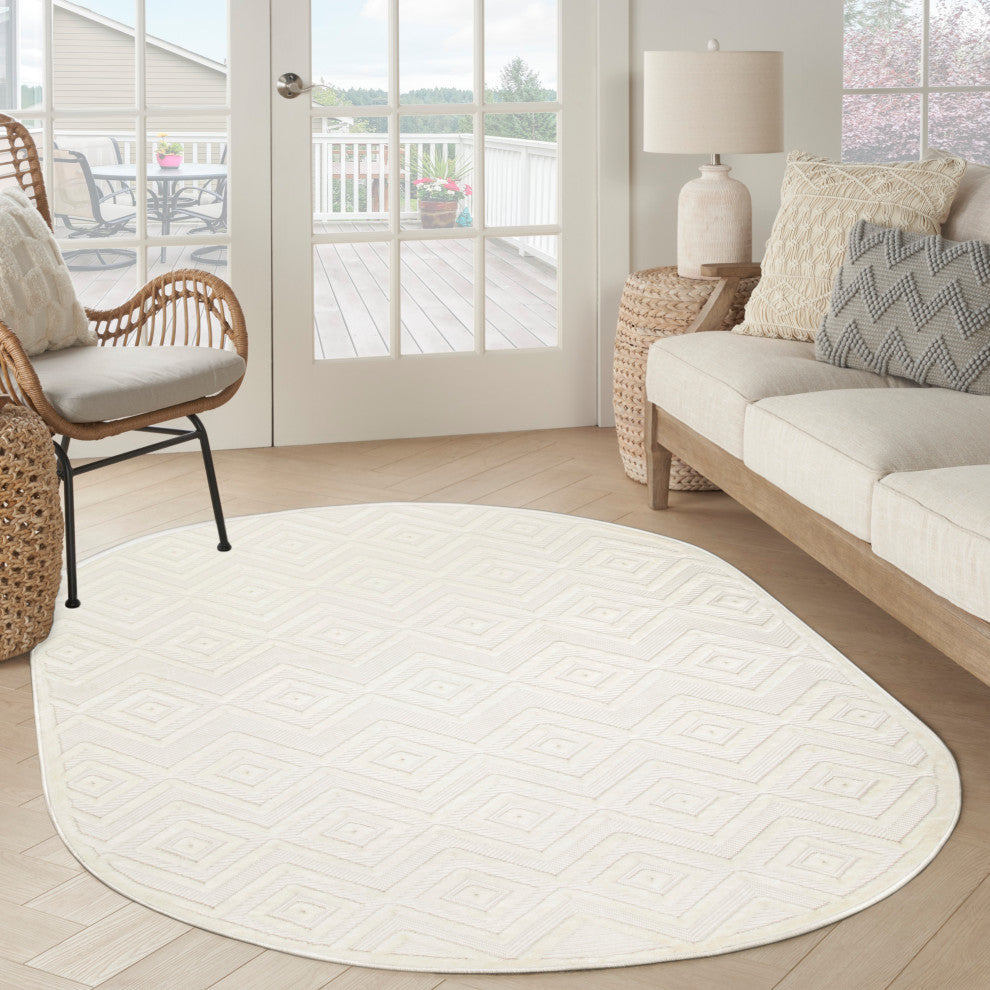 Nourison Versatile 6' x 9' Oval Ivory White Modern Rug