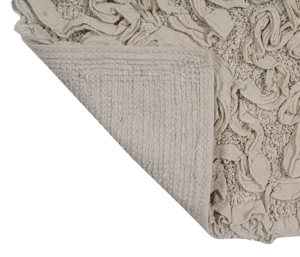 Bell Flower Collection Cotton Bath Rug, 21"x34", Linen