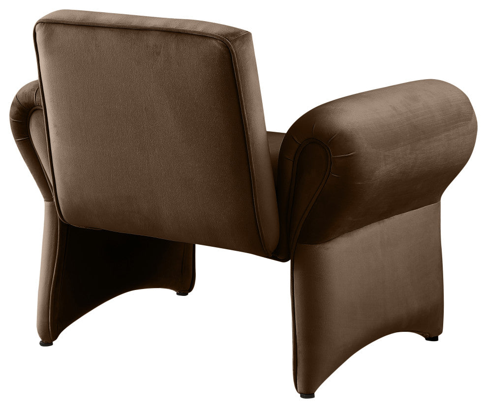 Fleurette Velvet Accent Chair, Brown