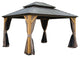 Cedar Wood Gazebo with Galvanized Steel Double Roof, 12'x14'