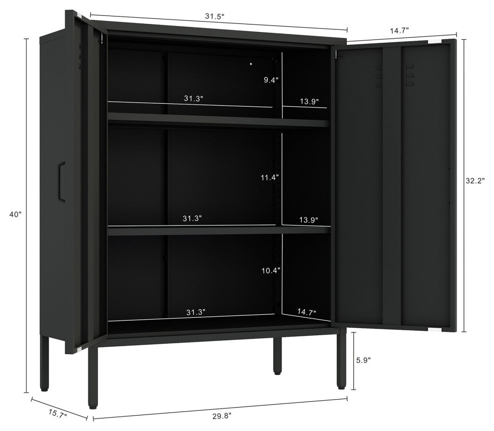 Manhattan Comfort 2-Piece Naomi Accent Cabinet and Storage Cabinet