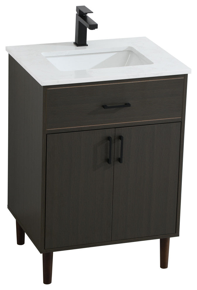 Home Living 24" Single Bathroom Vanity, Mocha Brown