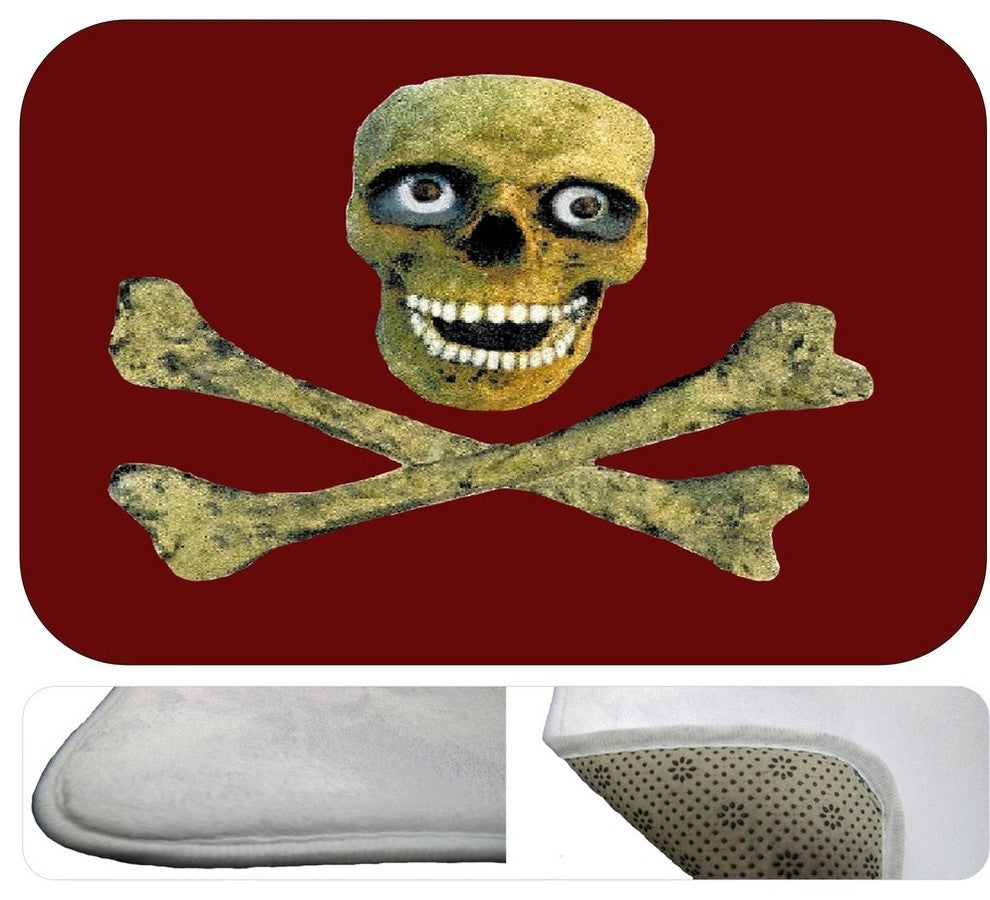 Skull and Bones Plush Bath Mat, 30"x20"