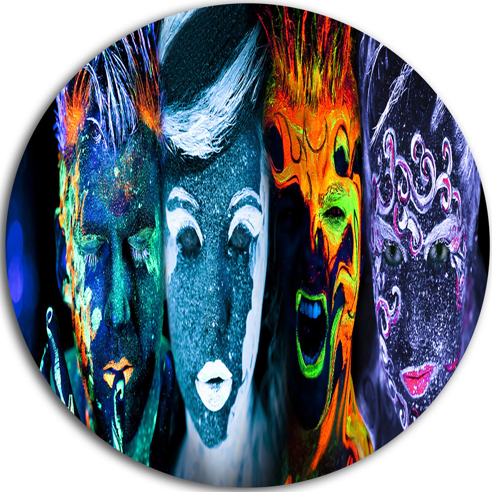 Earth Fire Air And Water, Abstract Portrait Round Wall Art, 23"