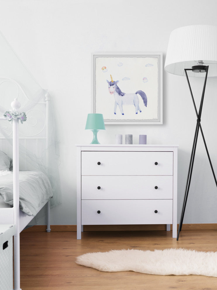 "Unicorn Blues" Framed Painting Print, 32x32