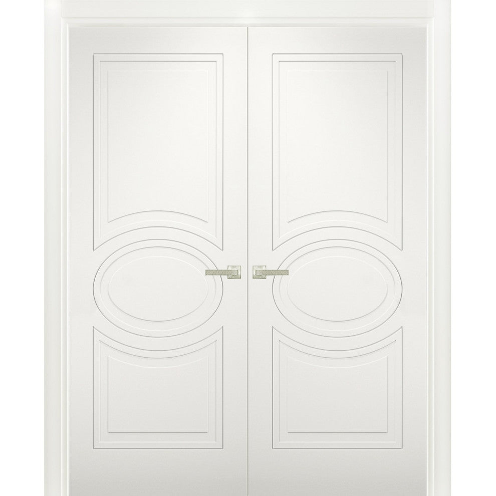 Interior French Double Doors / Mela 7001 Matte White /Modern Doors -72x80