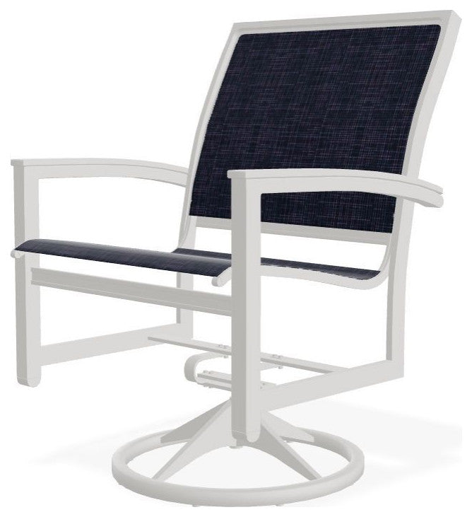 Bazza Sling Outdoor Swivel Rocker, Moments Navy/Snow
