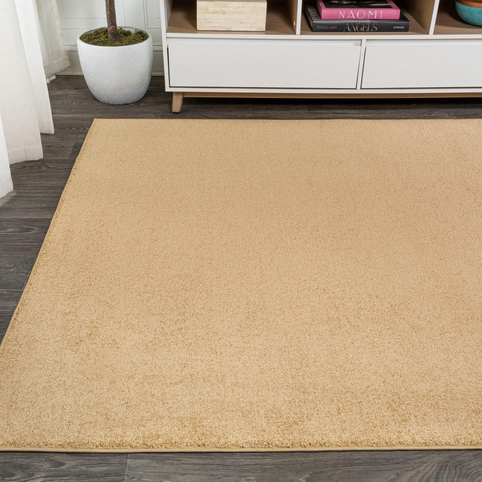 Haze Solid Low-Pile Runner Rug, Mustard, 5 X 8