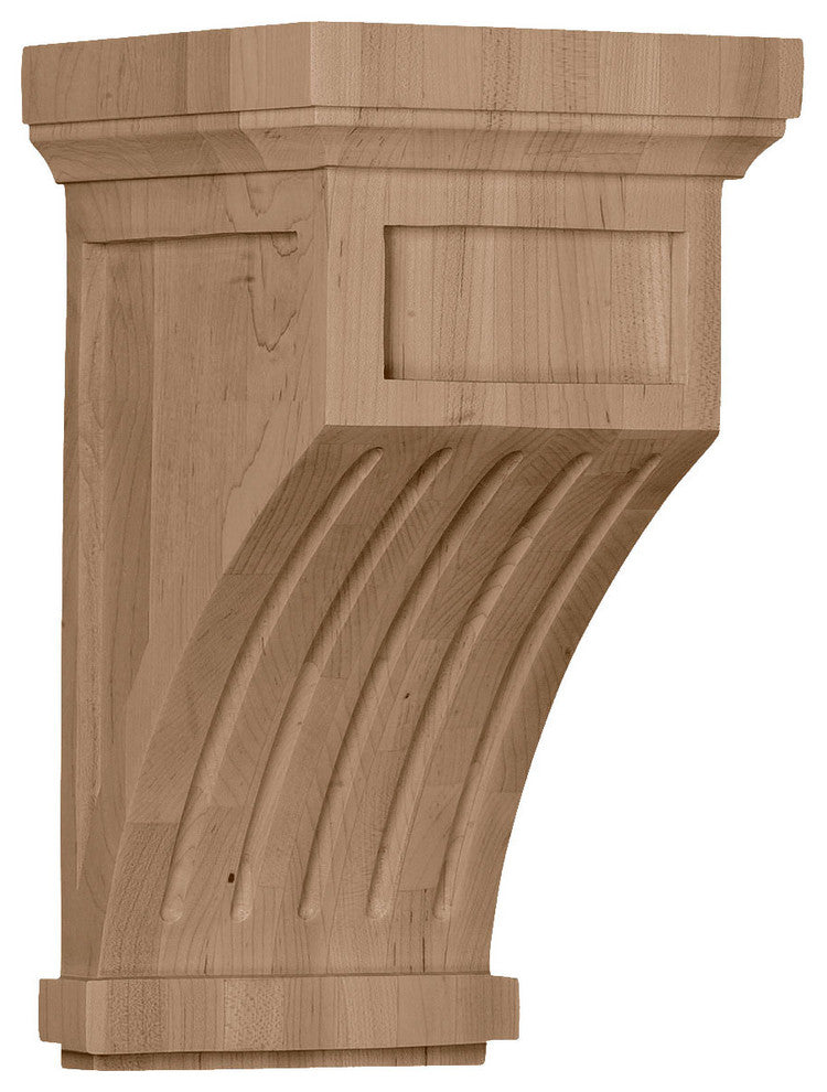 7"W x 7 1/2"D x 13"H Fluted Corbel, Red Oak