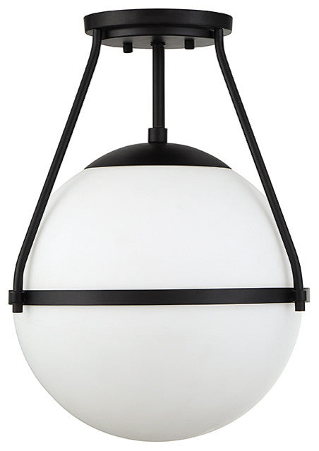 1-Light Semi-Flush Mount, Matte Black