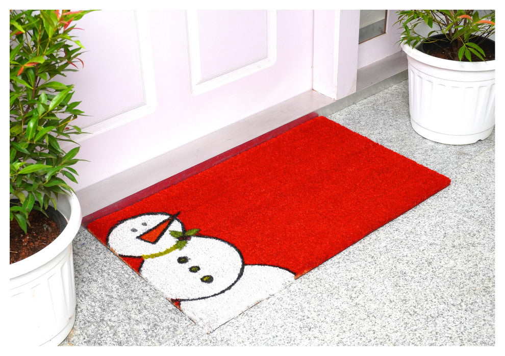 Calloway Mills Red Winter Snowman Doormat, 24" X 36"