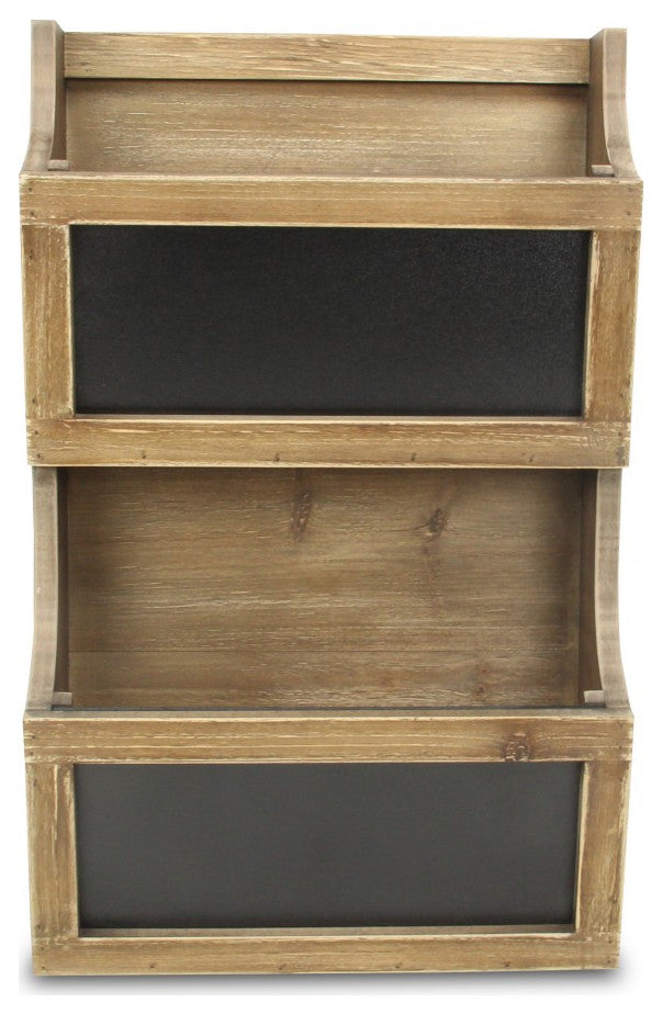 Two Tier Wooden Chalkboard Wall Storage