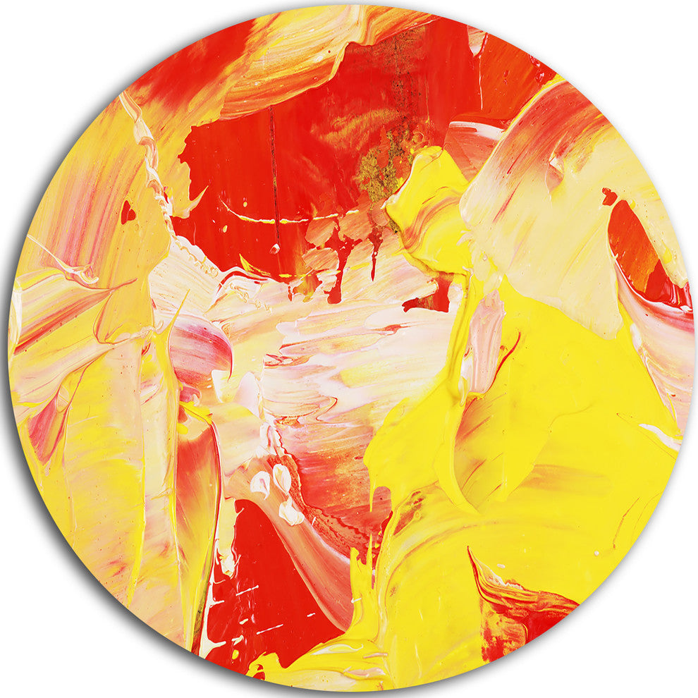 Yellow And Red Abstract Art, Abstract Disc Metal Artwork, 23"