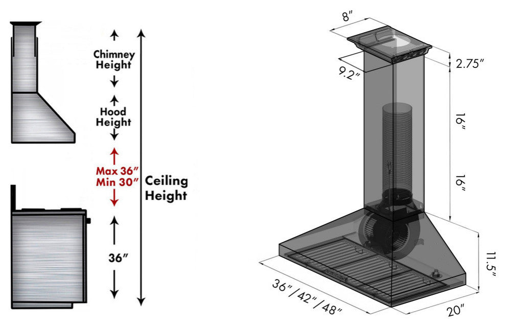 ZLINE 30" Ducted Vent Wall Mount Range Hood With Built-in CrownSound