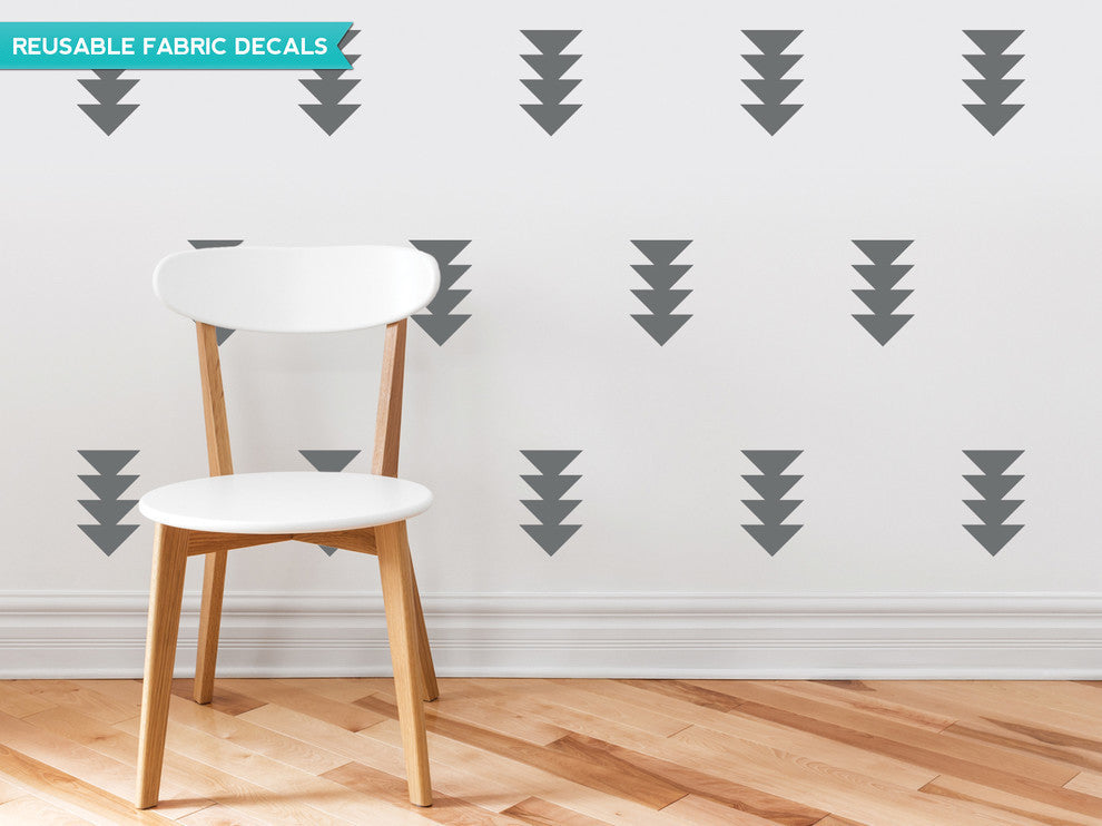 Four Triangle Arrow Fabric Wall Decals, Set of 32, Charcoal