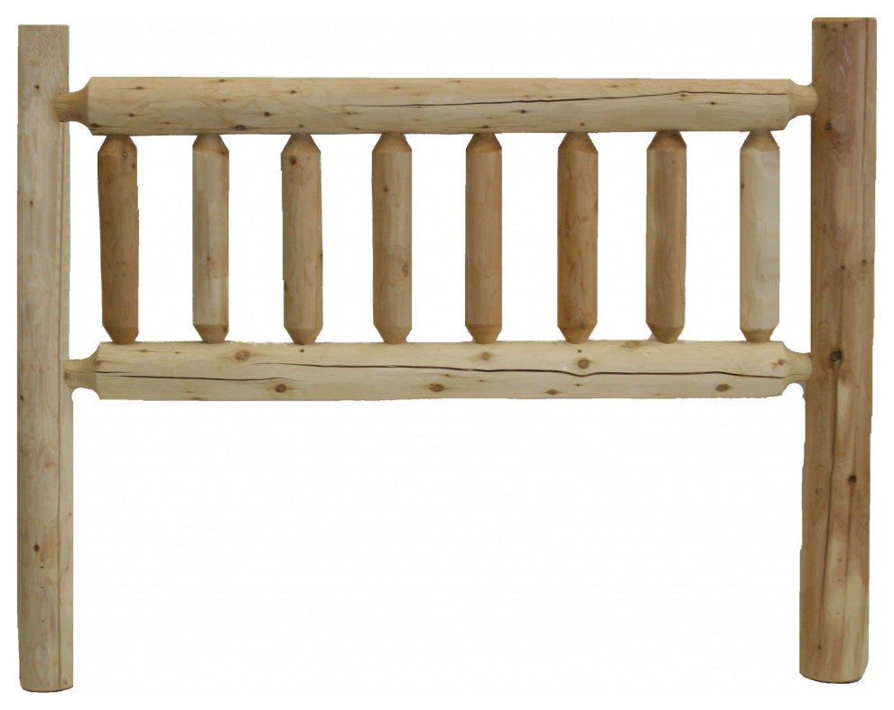 Natural Vintage Brown Finish Cedar Log Queen Headboard