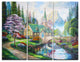 "Church in Forest Oil Painting" Painting Metal Wall Art, 3 Panels, 36"x28"