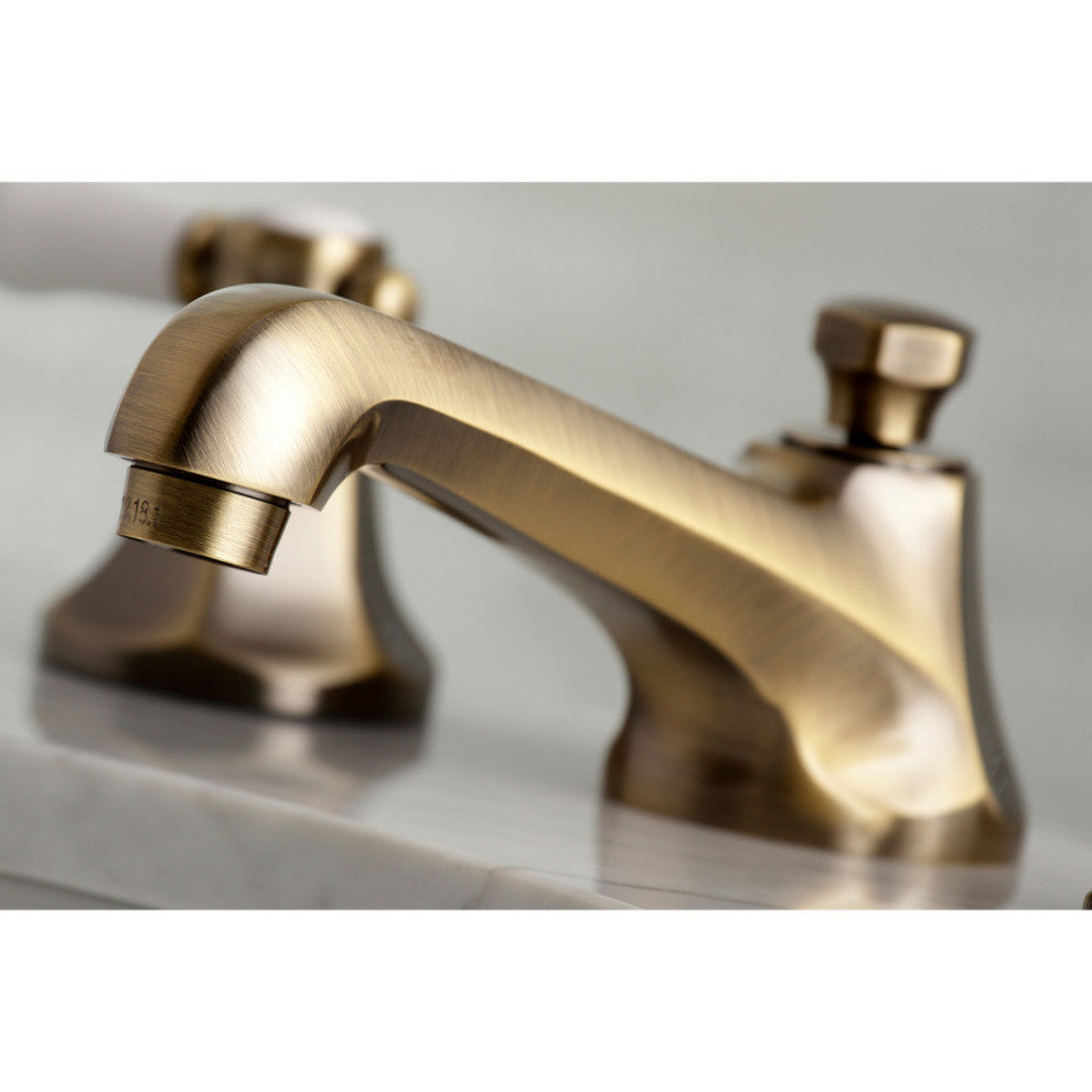 Kingston Brass Widespread Bathroom Faucet With Brass Pop-Up, Antique Brass