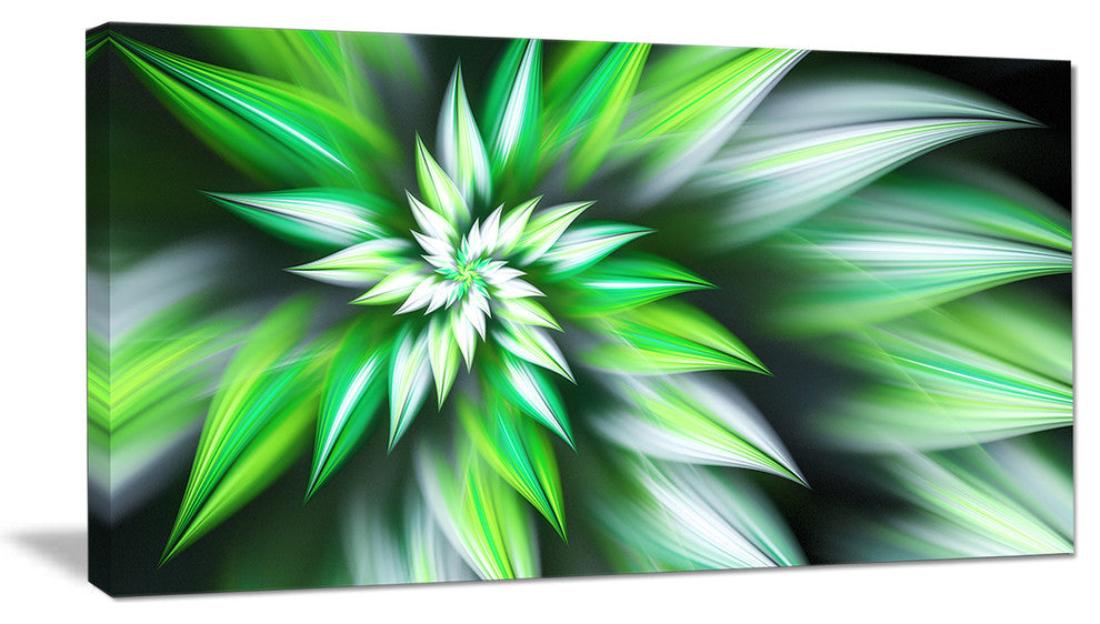 Dance of Green Exotic Flower, Floral Canvas Art Print, 32"x16"