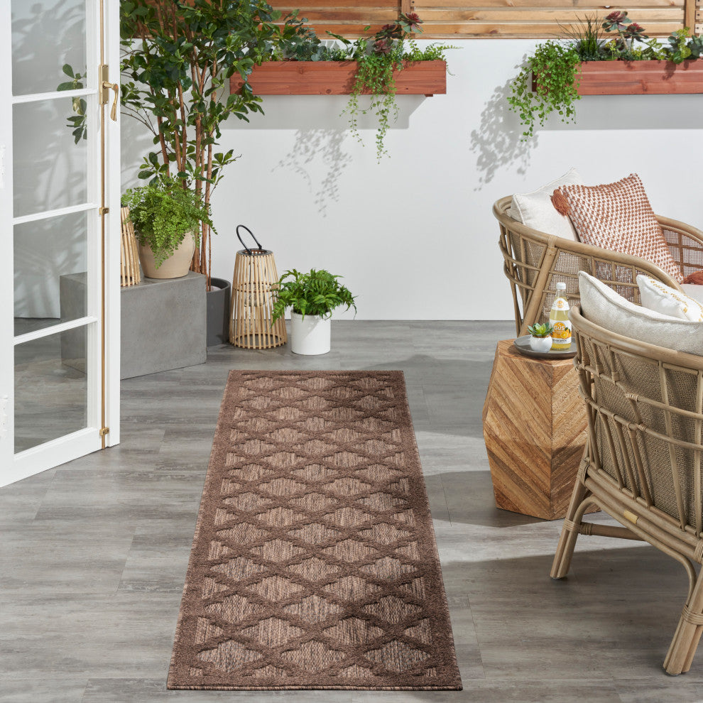 Nourison Nourison Easy Care 2'2" x 10' Brown Modern Rug