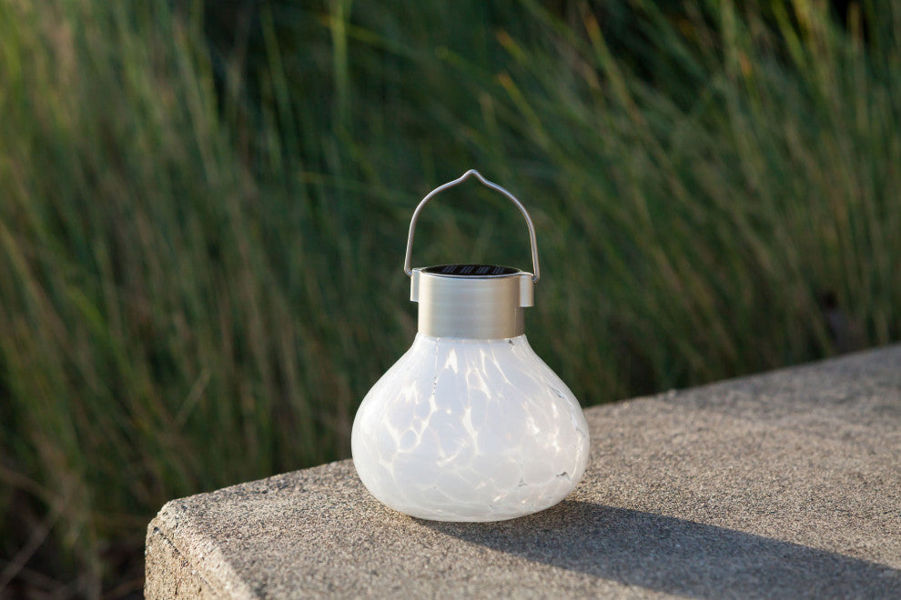 Solar Glass Tea Lantern, White