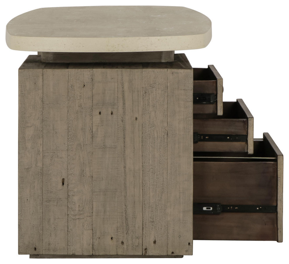 Angus 70" Reclaimed Wood Writing Desk, Concrete Gray
