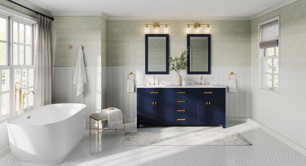 The Savoy Bathroom Vanity, Monarch Blue, 72", Double, With Mirror, Freestanding