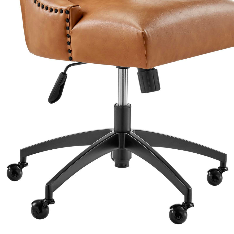 Empower Channel Tufted Vegan Leather Office Chair Black Tan